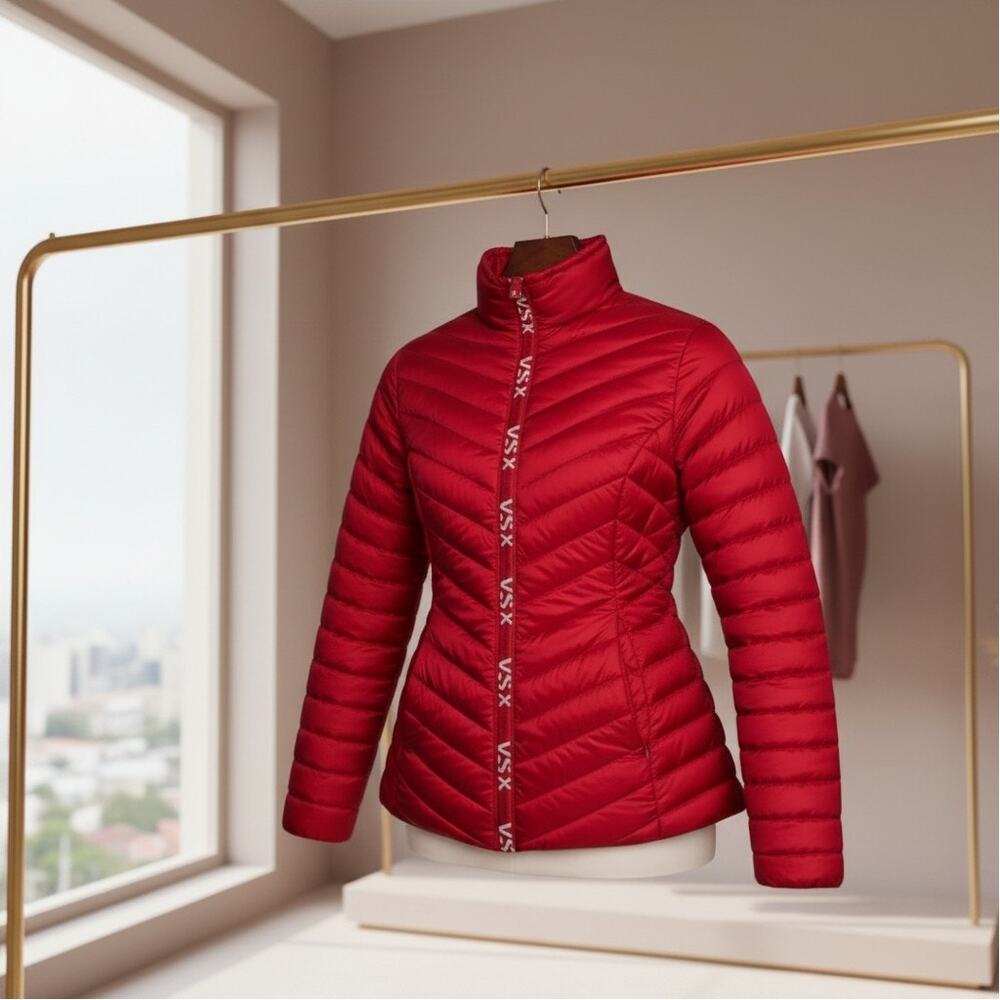 Victoria’s Secret VSX LuxPuff Packable Puffer Jacket XL Berry Plum NWT - Picture 3 of 6